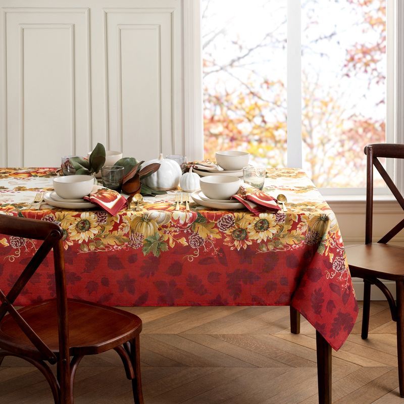 Swaying Leaves Red and Yellow Fall Tablecloth 52" x 70"