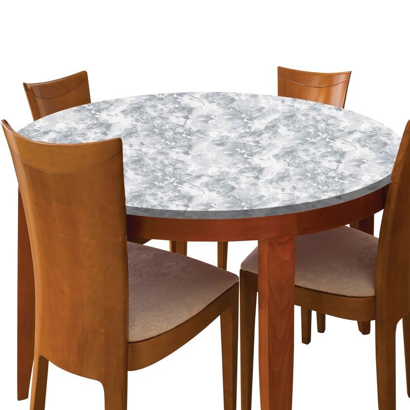 Gray Marble Round Vinyl Fitted Table Cover