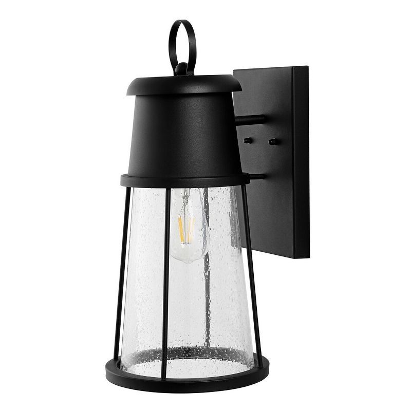 Laela Black Metal Outdoor Wall Sconce with Clear Shade, Set of 2