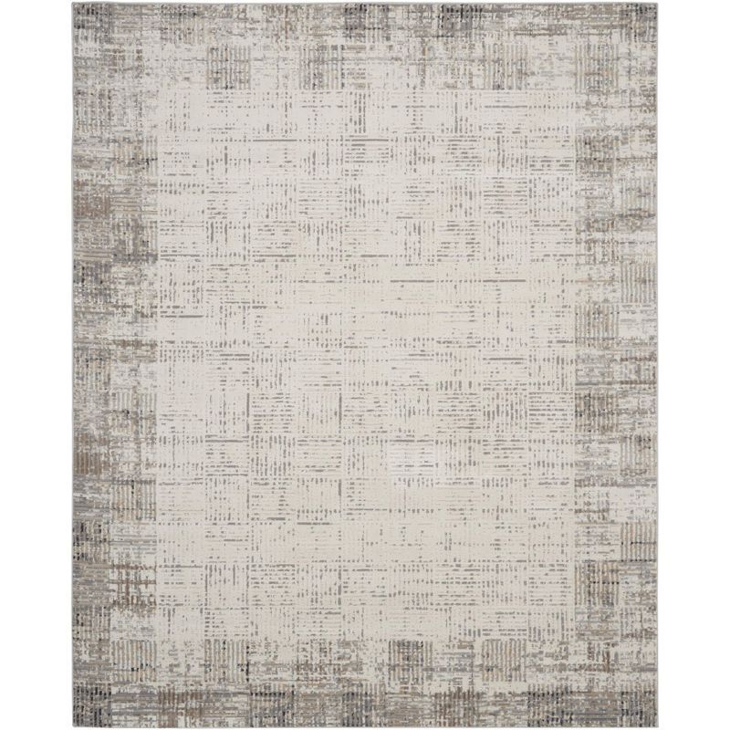 Elation Gray and Ivory Abstract Rectangular 7' x 10' Area Rug