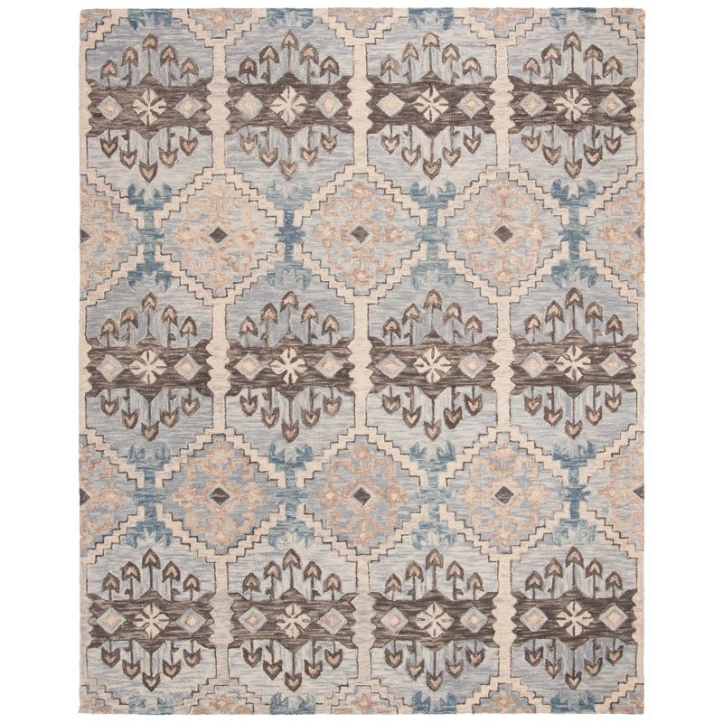 Aspen Light Blue and Cream Hand-Tufted Wool Area Rug 8' x 10'