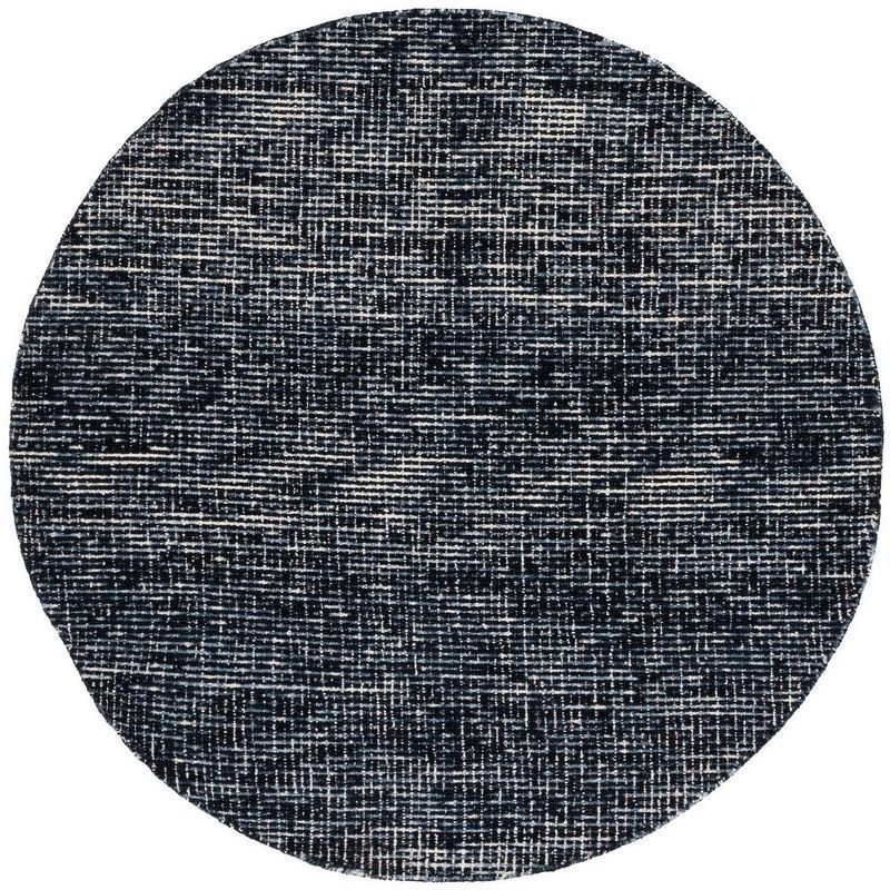 Handmade Black/Grey Abstract Tufted Wool Round Rug - 6 ft