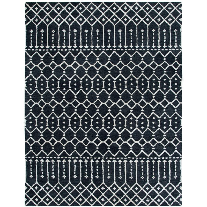 Gray and Ivory Tufted Wool Rectangular Area Rug 8' x 10'