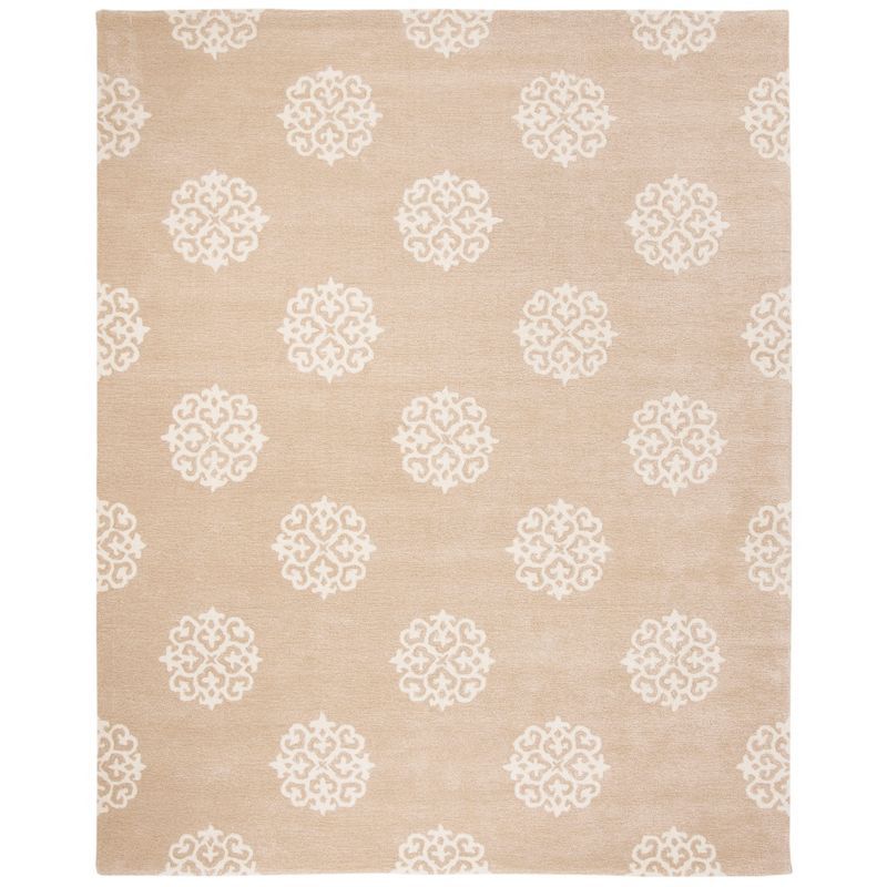 Beige and Ivory Tufted Wool and Viscose 9' x 12' Area Rug