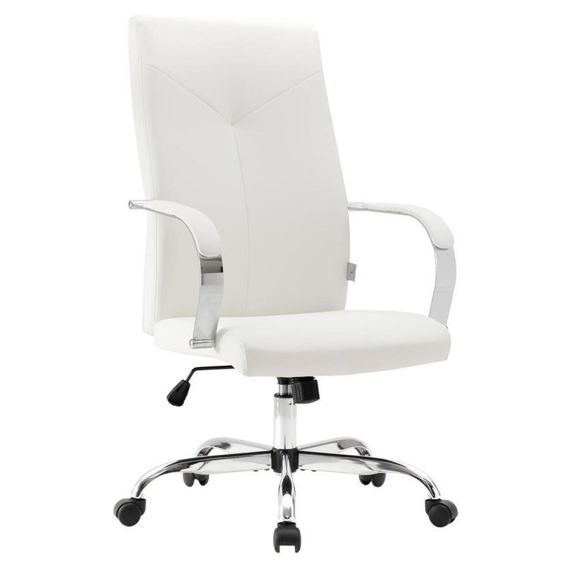 White High-Back Leather Executive Swivel Office Chair