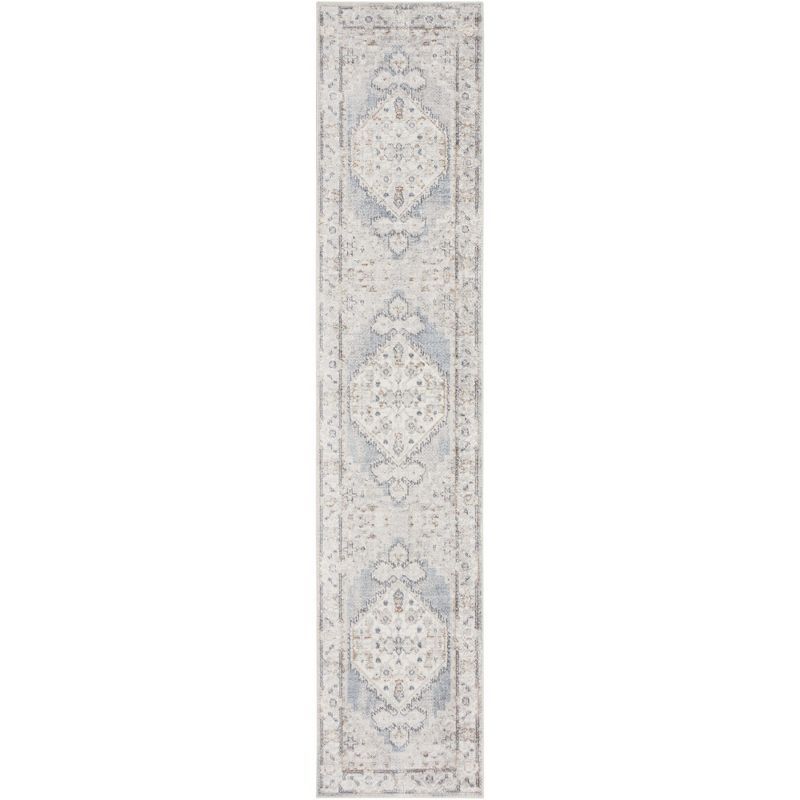 Astra Light Blue Synthetic Flat Woven Runner Rug 2'2" x 10'