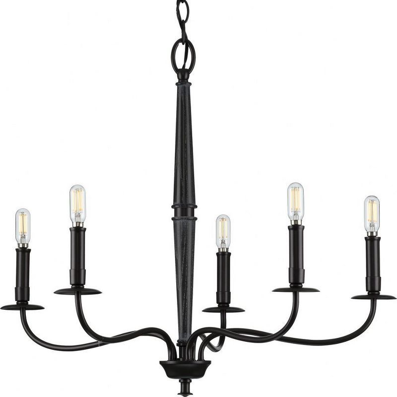 Matte Black 5-Light Vintage Candlestick Chandelier