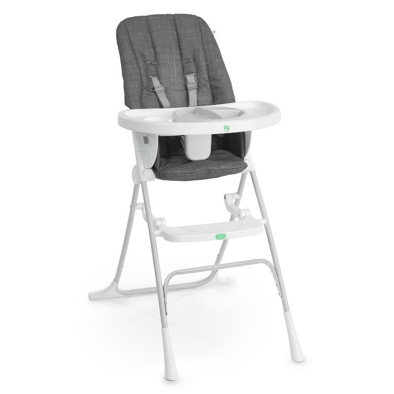 Gray Portable Folding High Chair with Safety Harness