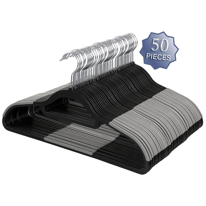 Elama 50 Piece Black and Gray Plastic Non-Slip Hangers