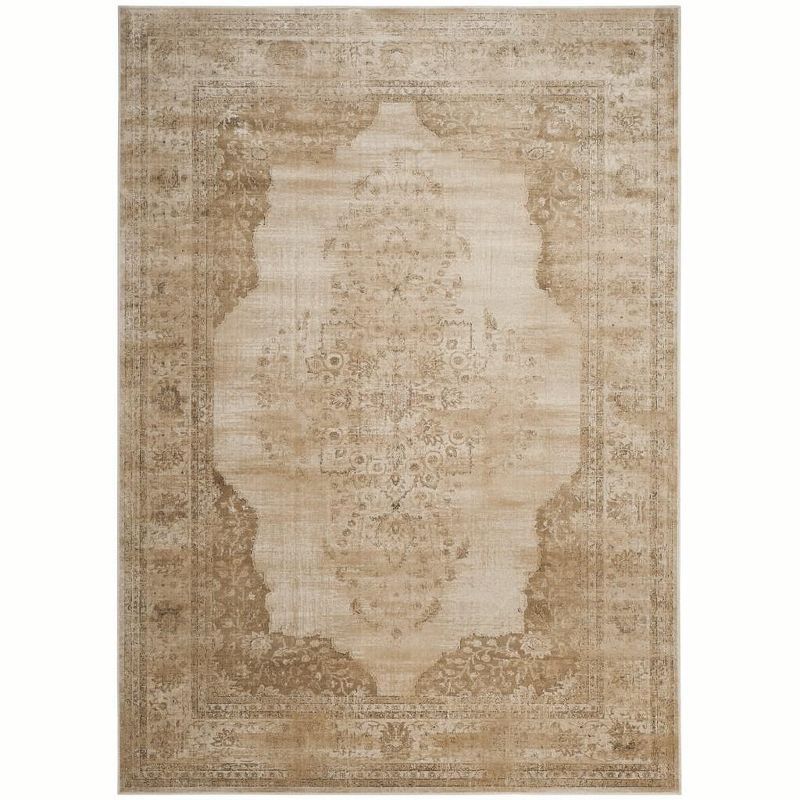 Cream 6' x 9' Stain-Resistant Viscose Area Rug