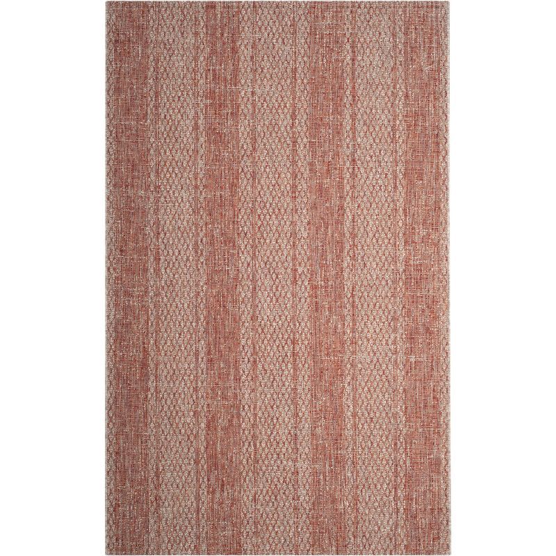 Light Beige and Terracotta Synthetic Outdoor Area Rug