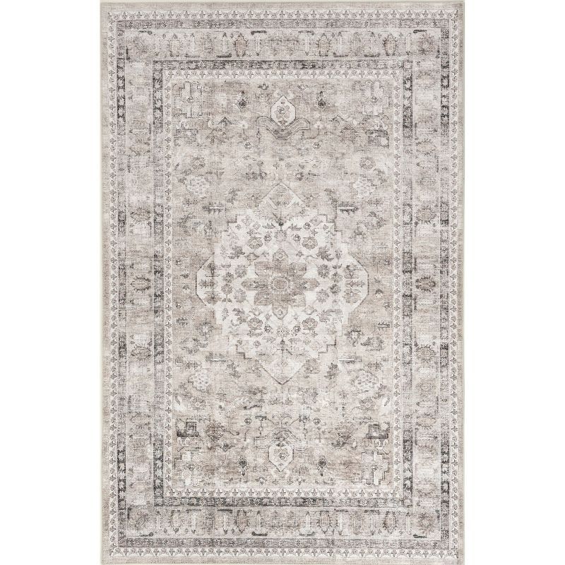 Nude Weathered Synthetic Stain-Resistant Area Rug, 8' x 10'