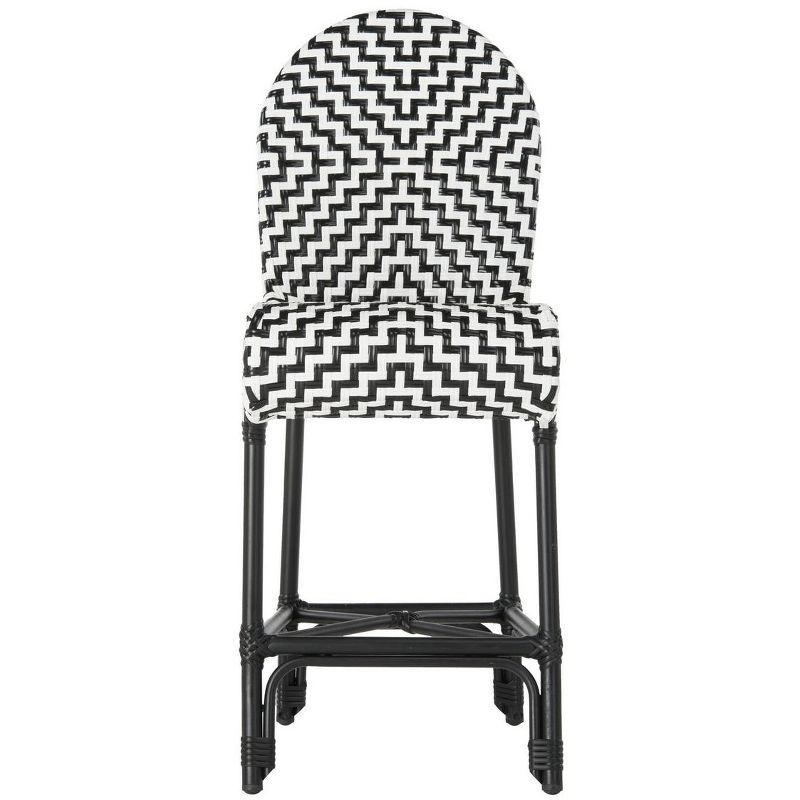 Shea Black and White Wicker Indoor/Outdoor Counter Stool