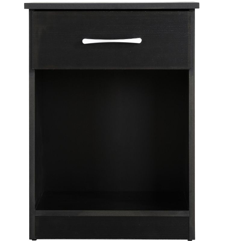 Lindsey Black Solid Wood 1-Drawer Nightstand