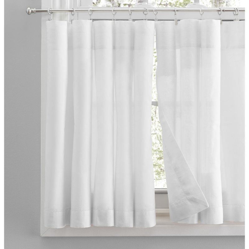 White Cotton Light-Filtering Rod Pocket Window Tier Pair