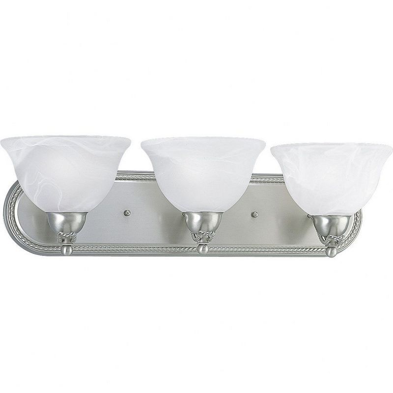 Avalon Brushed Nickel 3-Light Bath Bracket with Alabaster Glass Shades