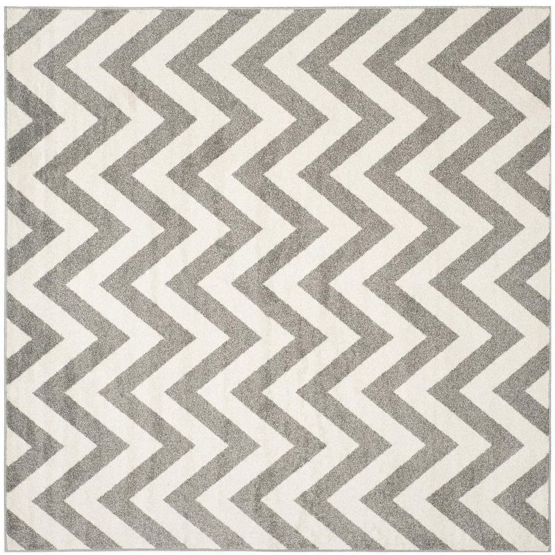 Amherst Easy-Care 54" Square Dark Grey & Beige Outdoor Rug