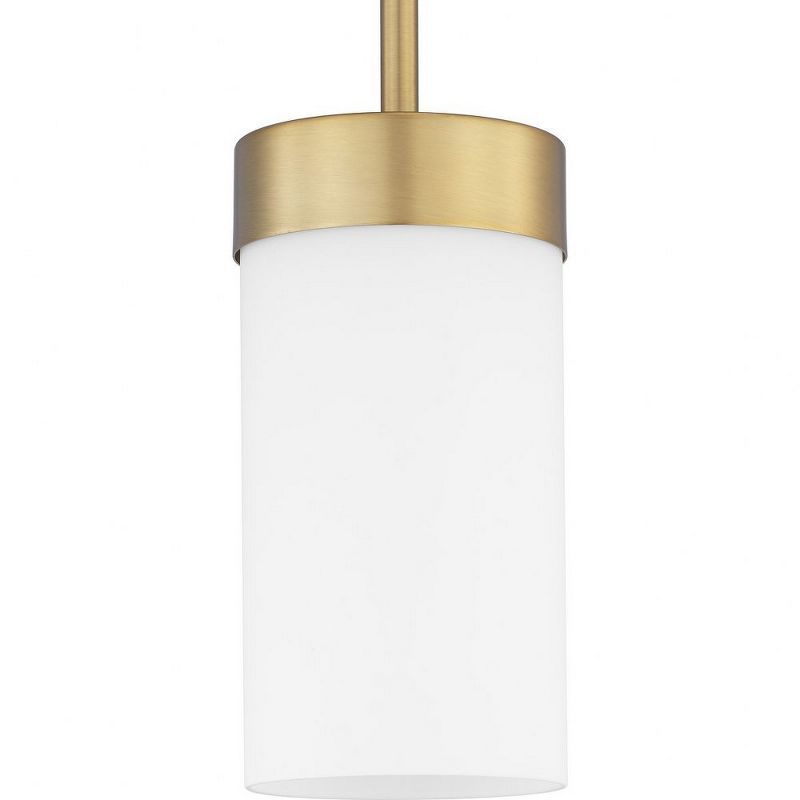 Brushed Bronze Mini Pendant with Etched White Glass Shade