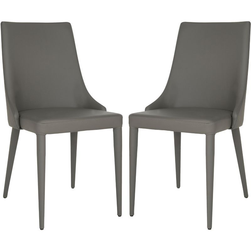 Summerset Gray PU Leather Upholstered Side Chairs with Metal Frame, Set of 2