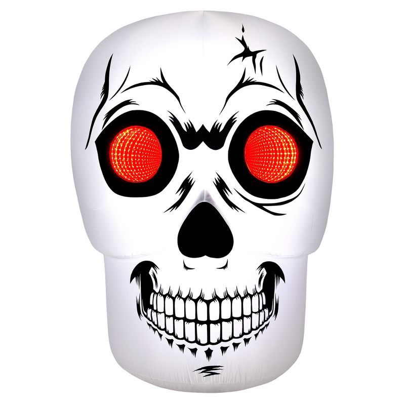 60-Inch Multicolor Inflatable Skull with Red LED Eyes