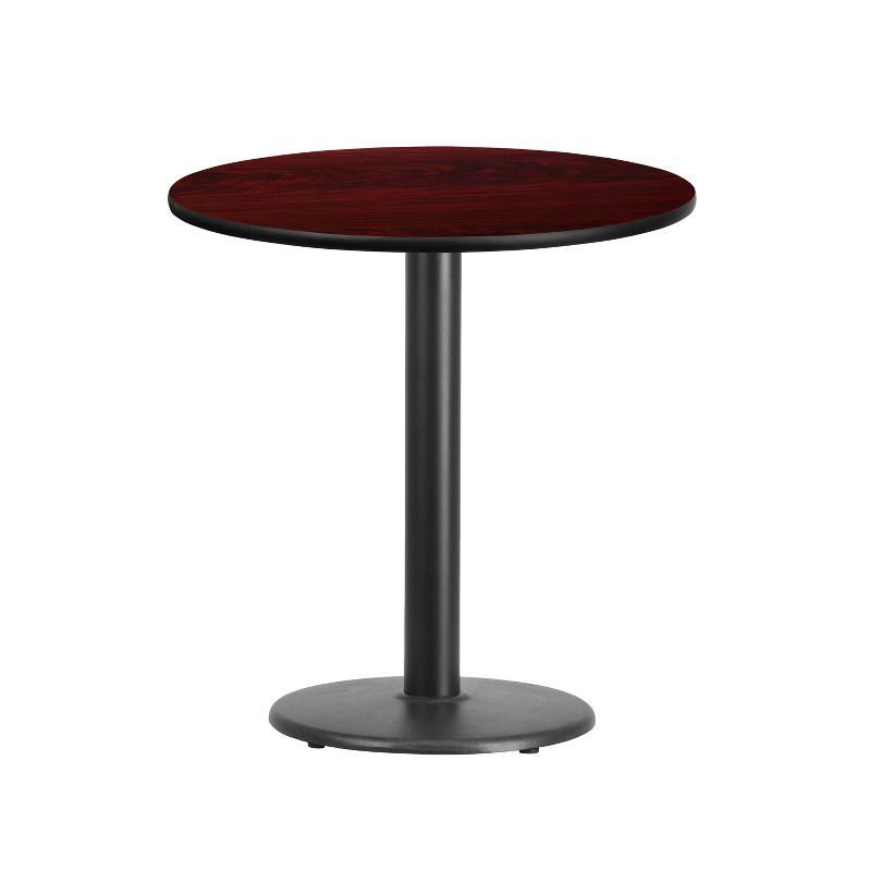 24'' Round Red Laminate Dining Table with Black Base