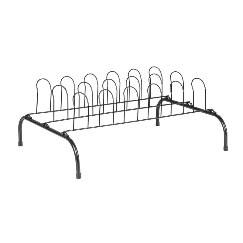 Black Metal Wire 9-Pair Vertical Shoe Rack