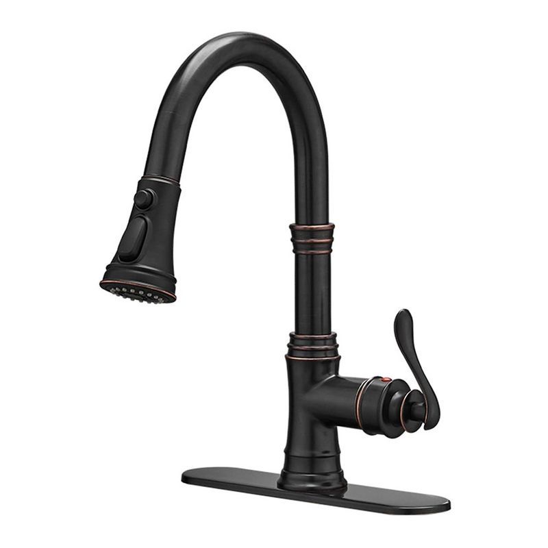 Oil-Rubbed Bronze Pull-Down Kitchen Faucet with Spray