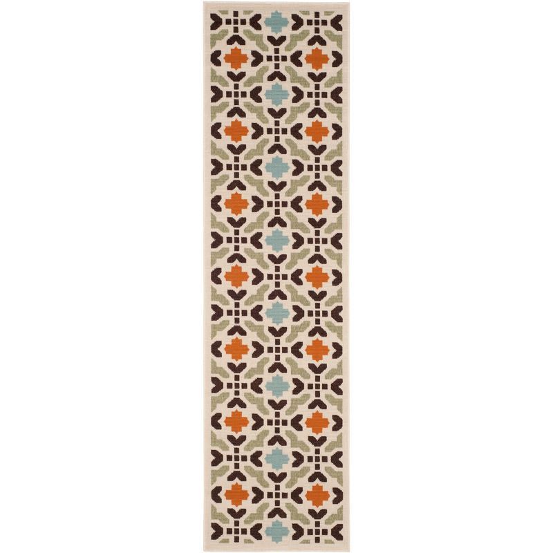 Terracotta Floral Synthetic Reversible Runner Rug 2'3" x 8'