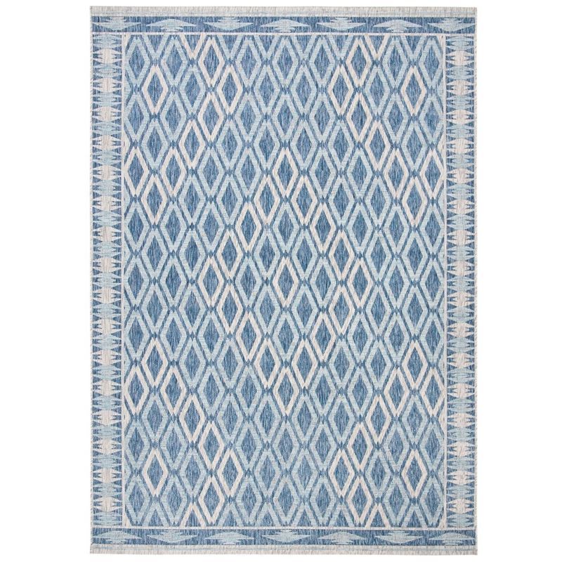 Navy and Grey Geometric 8' x 10' Indoor/Outdoor Area Rug