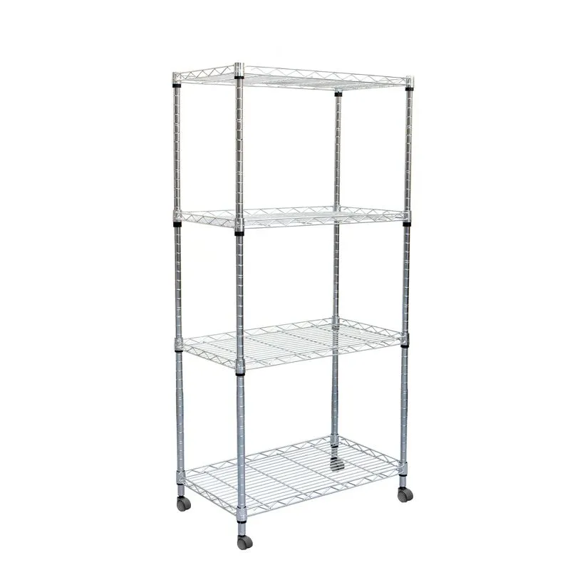 Adjustable 4-Tier Gray Wire Utility Storage Cart