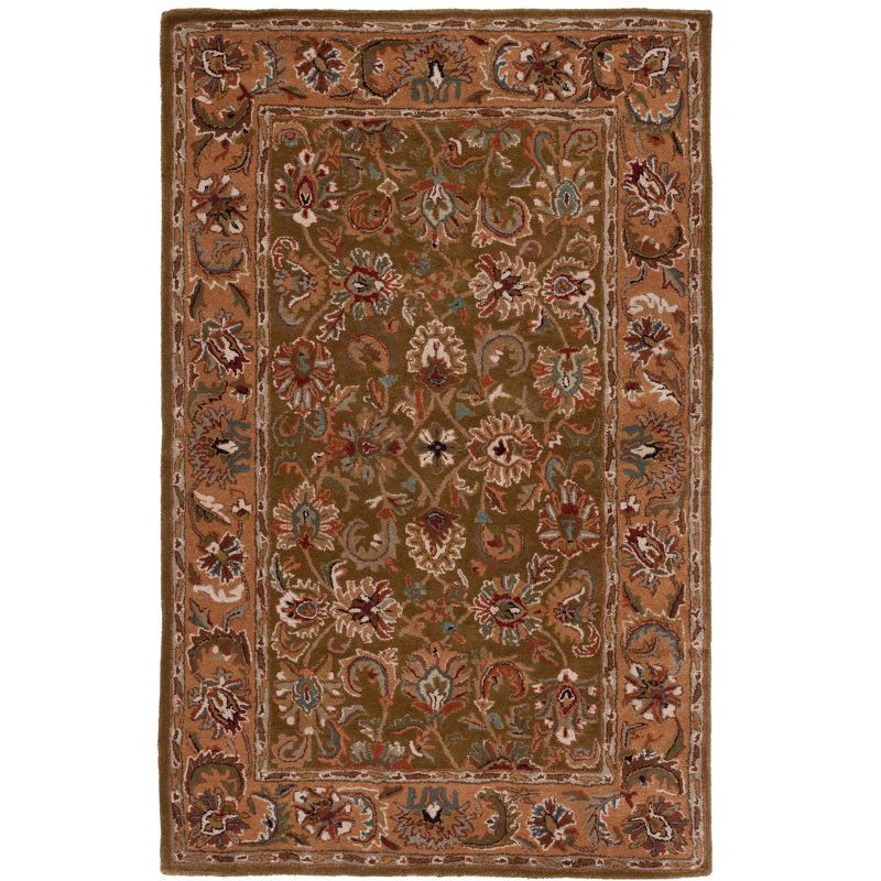 Classic Olive and Camel Hand-Tufted Wool Area Rug