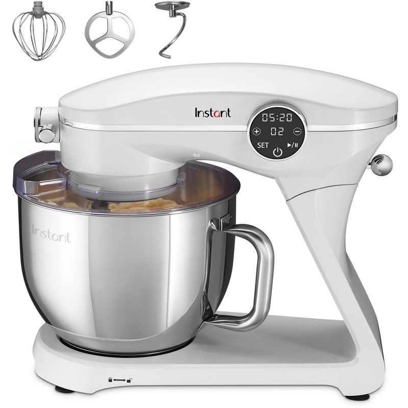 Instant 7.4 Qt Pearl White 10-Speed Stand Mixer with Stainless Steel Bowl