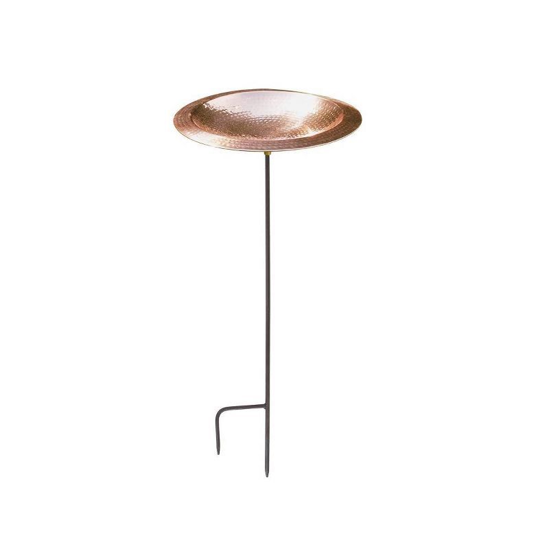 16" Hammered Copper Birdbath Bowl with Metal Stake