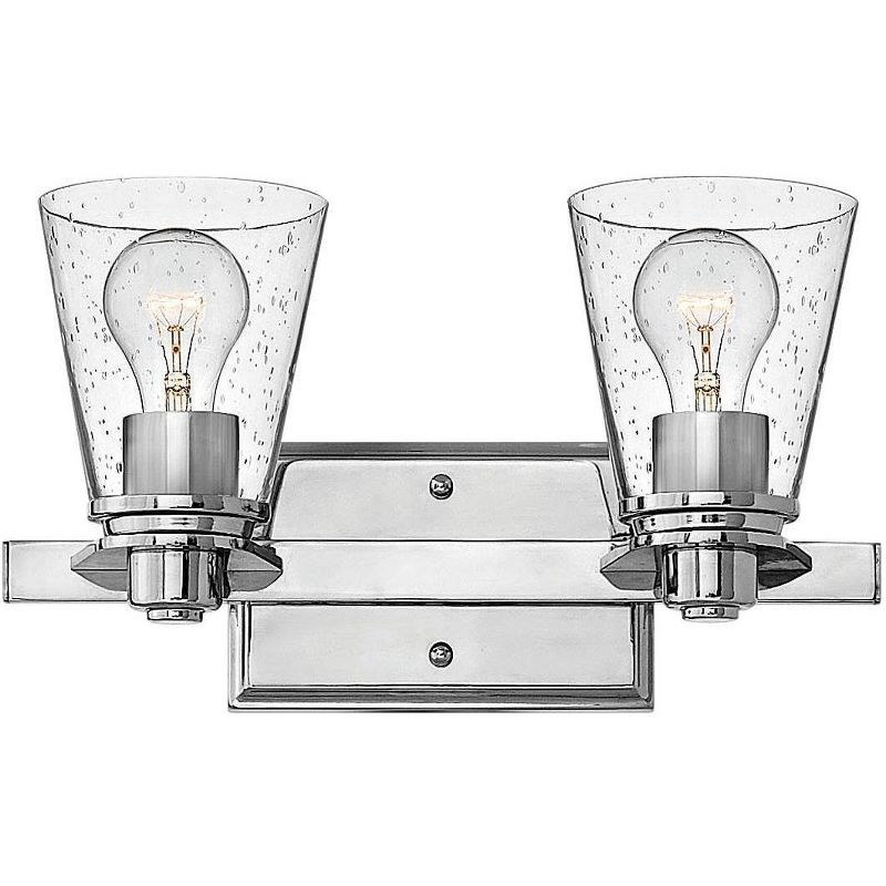 Elegant Chrome 2-Light Wall Sconce with Clear Seedy Glass