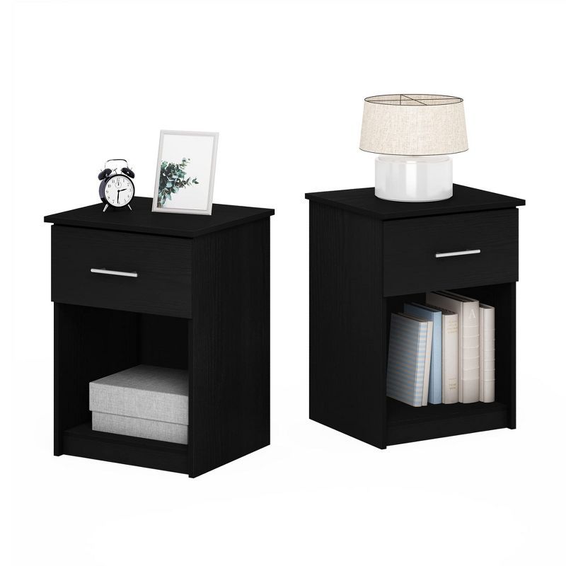 Americano Modern White Wood Nightstand Set of 2 with Drawer