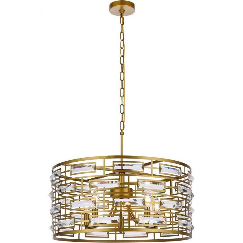 Kennedy 24" Brass and Crystal 5-Light Pendant