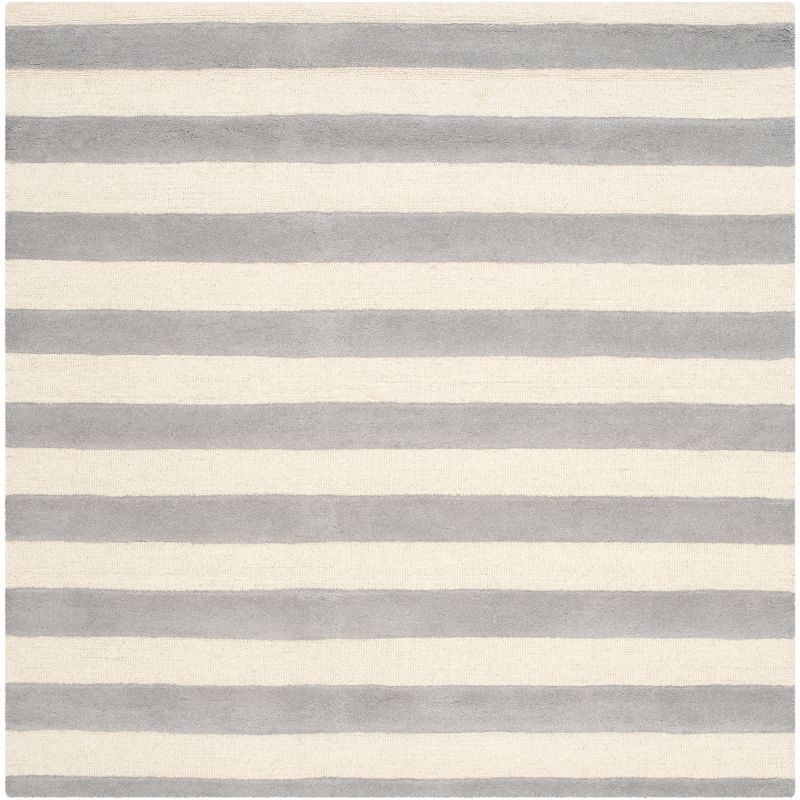 Hand-Tufted Cambridge Square Grey & Ivory Wool Area Rug - 8'x8'