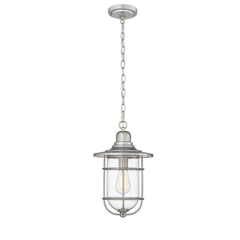 Galvanized Steel Glass Outdoor Hanging Lantern, 16" Height