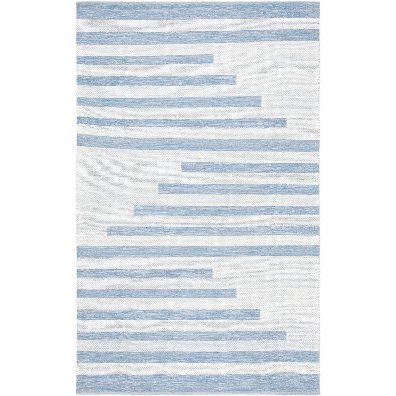 Ivory Stripe Kilim 8' x 10' Handwoven Wool-Cotton Blend Area Rug