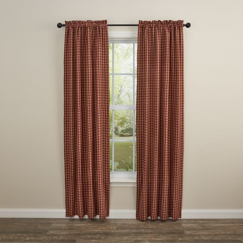 Wine Red Cotton Light-Filtering Rod Pocket Curtains