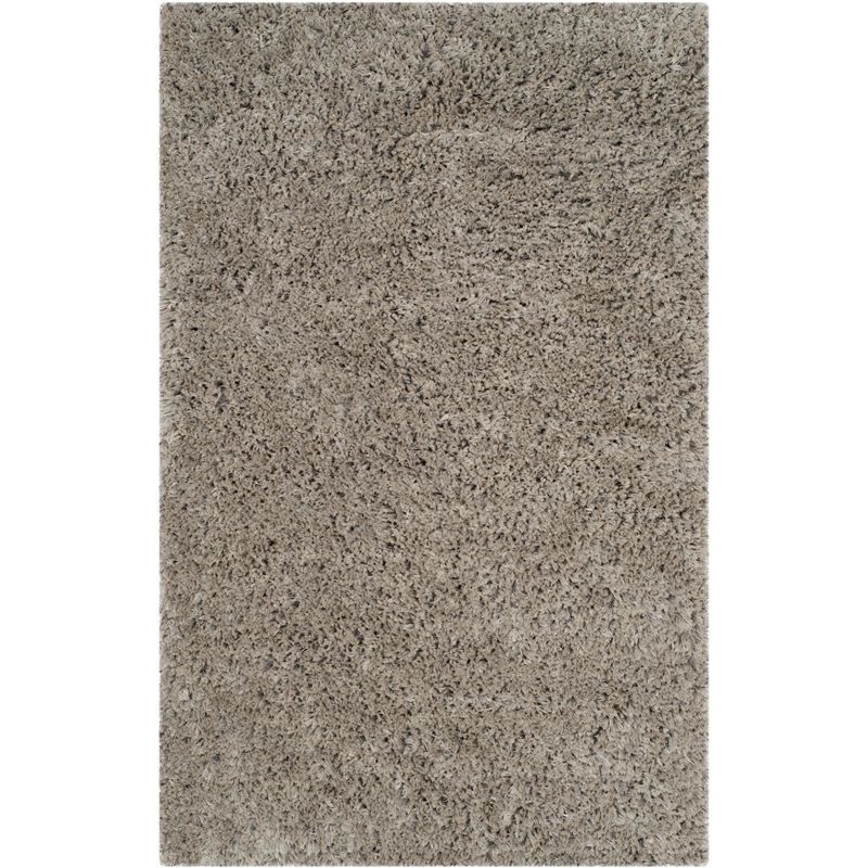 Silver Hand Tufted Rectangular Shag Area Rug 3' x 5'