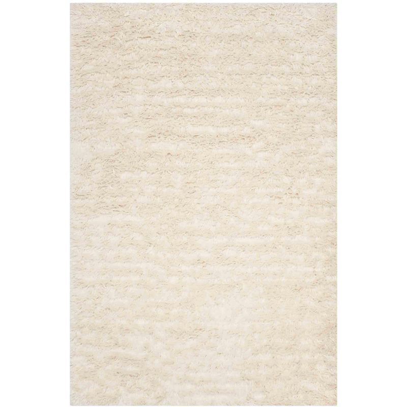 Ivory Hand-Knotted Wool 6' x 9' Rectangular Rug