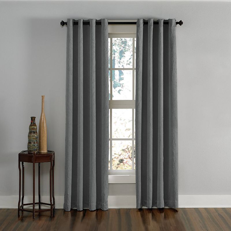 Lenox Gray Room-Darkening Grommet Polyester Curtain Panel