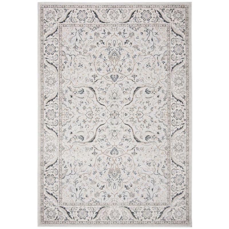 Light Grey and Cream Synthetic Hand-knotted Runner Rug, 2'2" x 5'