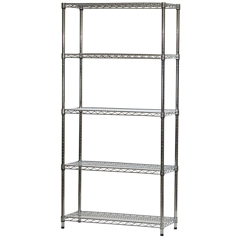 Chrome 5-Tier Adjustable Wire Shelving Unit, 72" x 36"