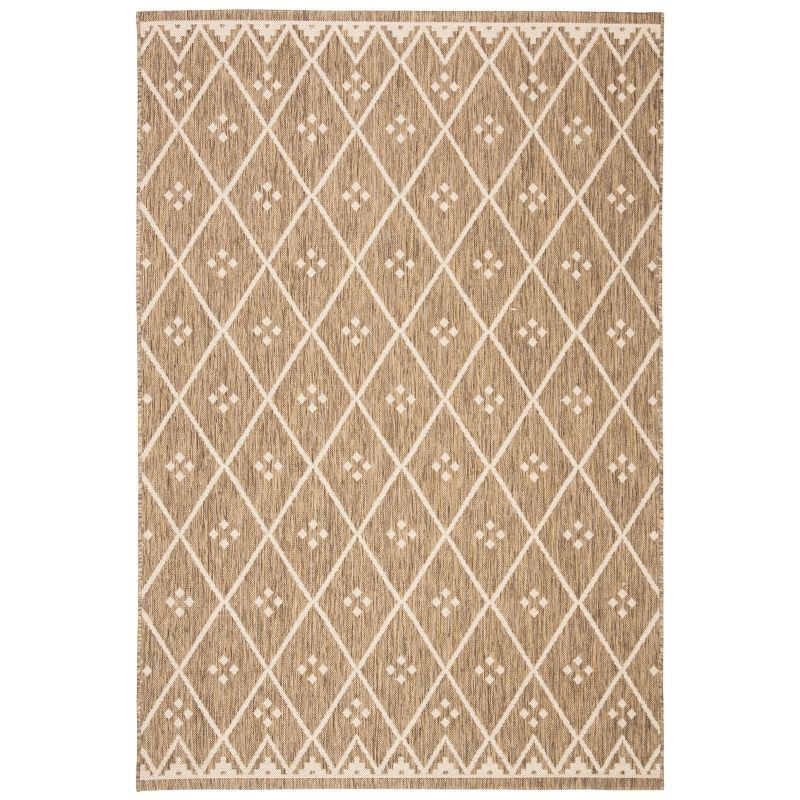 Courtyard Chic 59" Brown & Light Beige Synthetic Rectangular Rug