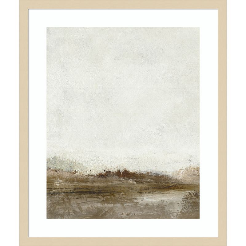 Earth Tones Abstract Lithograph in Wood Frame, 21 x 25 Inches