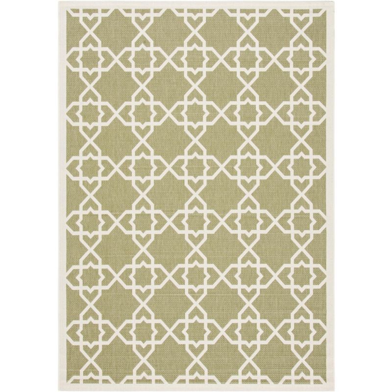 Green and Beige Rectangular Easy-Care Outdoor Rug - 79"x4"