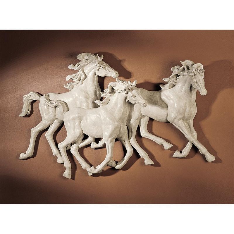 Ivory Resin Galloping Horse Wall Sculpture