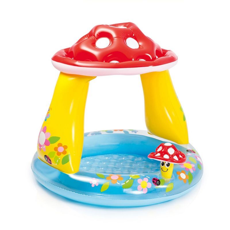 Inflatable Round Mushroom Baby Pool with Sunshade